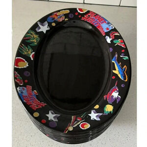 Planet Hollywood Set of 6 Serving Plates Black Size 15"x11"